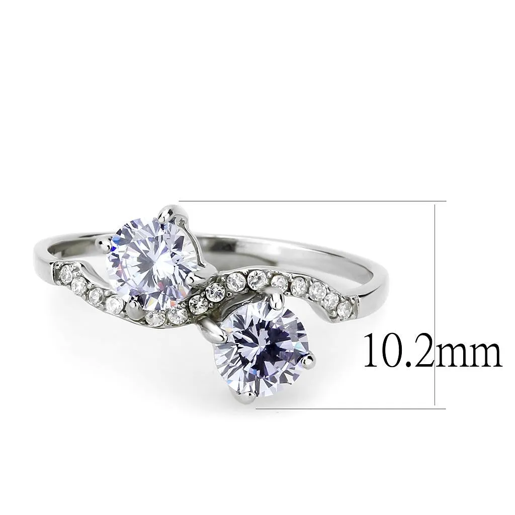 High polished (no plating) Stainless Steel Ring with AAA Grade CZ in Light Amethyst for Women Style DA244