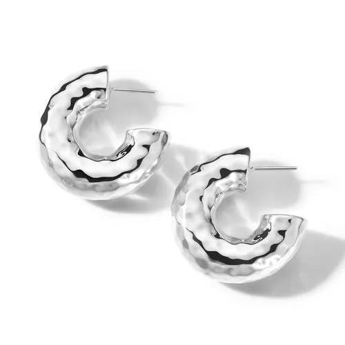 Ippolita Sterling Silver Classico Thick Hammered Round Hoop Earrings