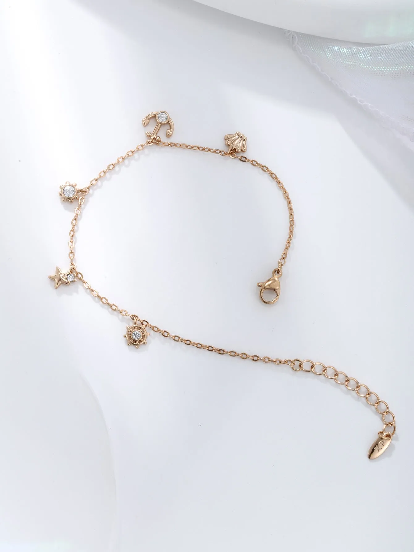 Jewelry Plated 18K Gold Fashion Anchor Ship Thallium Star Shell Tassel Bracelet Girls High-end Hand Accessories