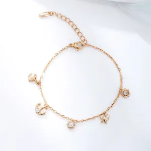 Jewelry Plated 18K Gold Fashion Anchor Ship Thallium Star Shell Tassel Bracelet Girls High-end Hand Accessories