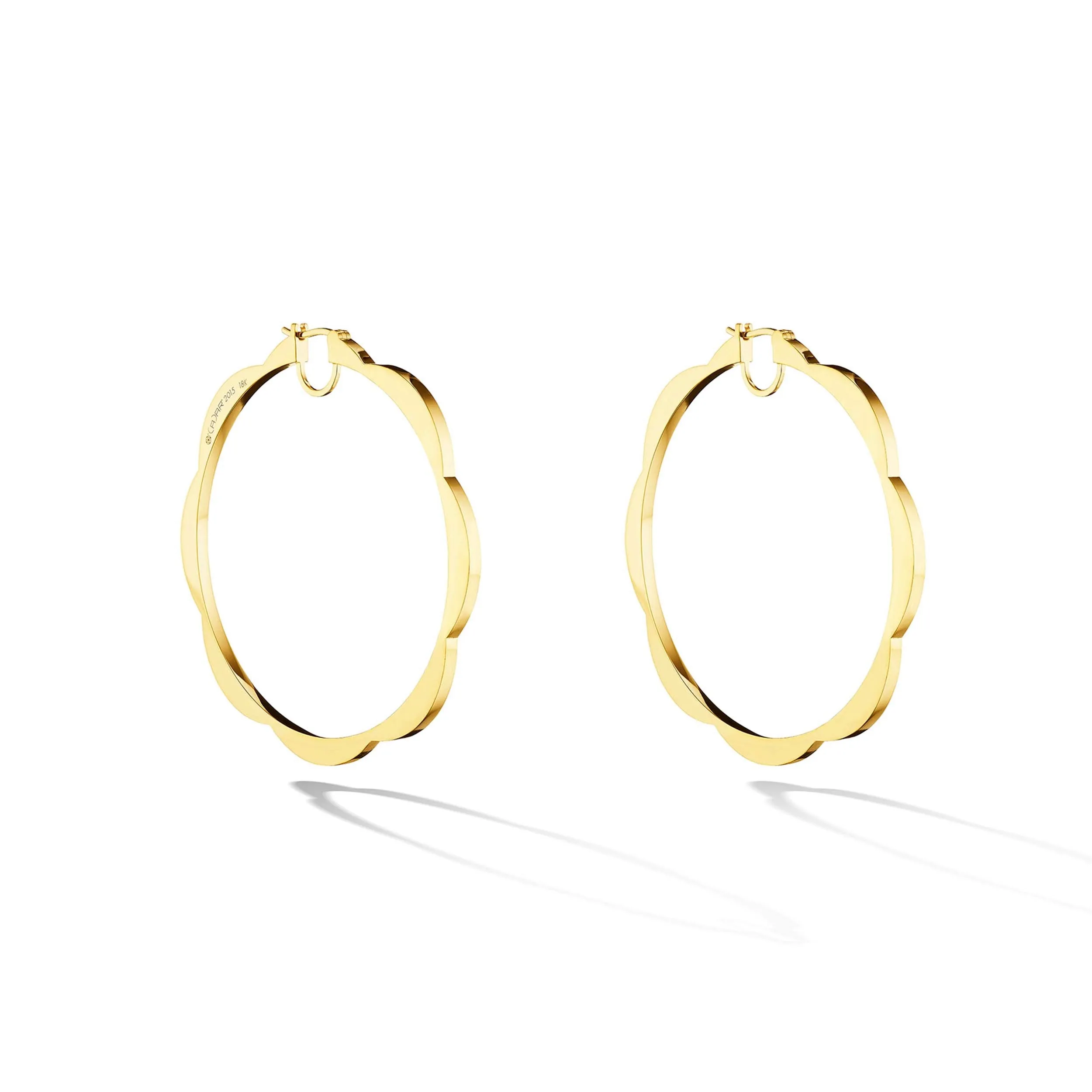 Jumbo Yellow Gold Triplet Plain Hoop Earrings