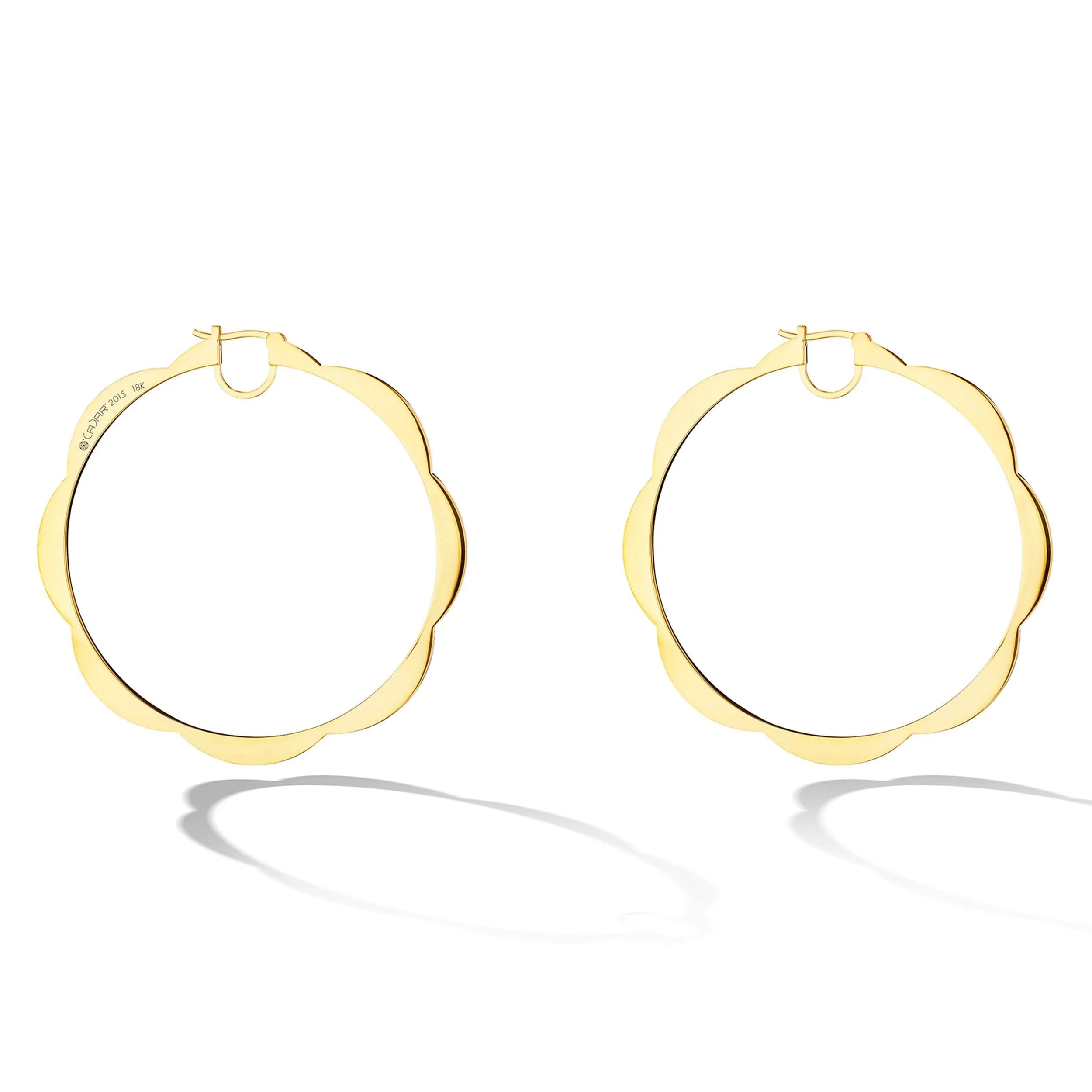 Jumbo Yellow Gold Triplet Plain Hoop Earrings