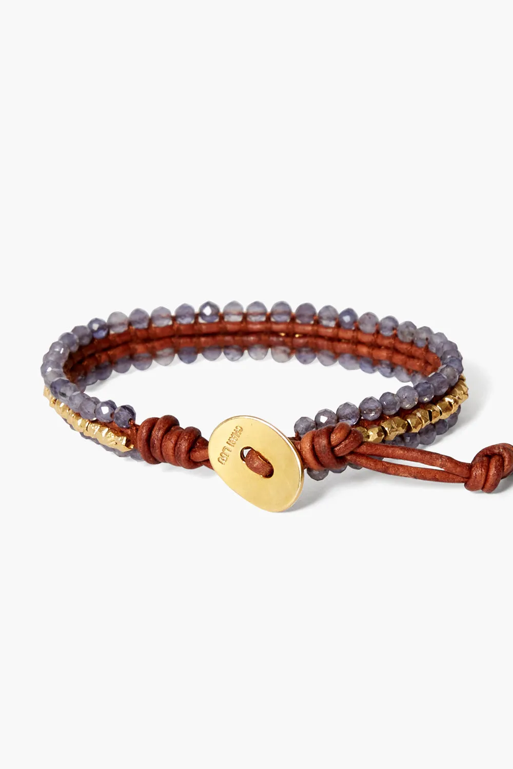 Koa Cuff Wrap Bracelet Iolite