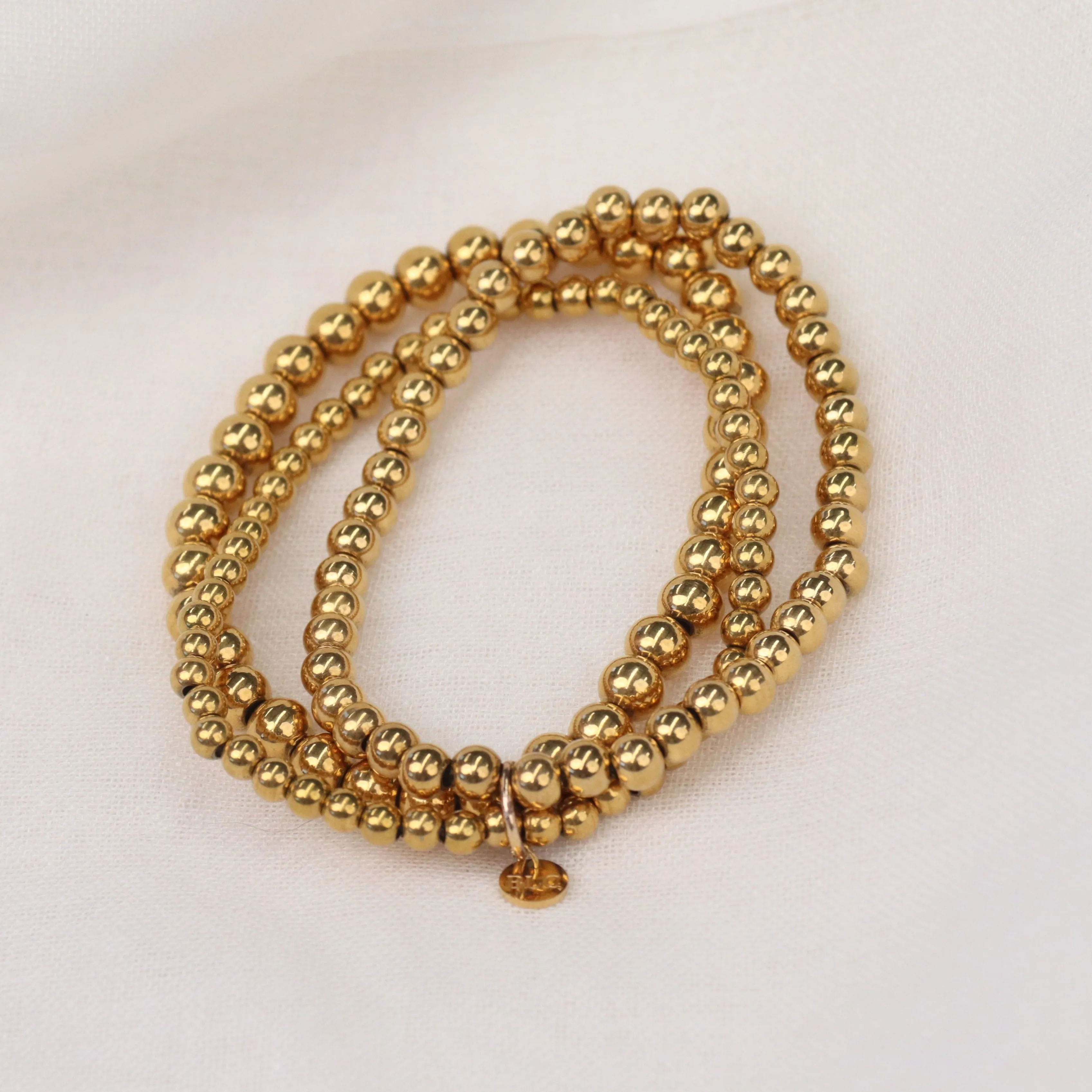 Komodo | Stainless Steel 18K Gold Plated Beaded Bracelet Set