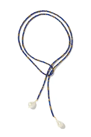 Lapis & pyrite ombre classic gemstone lariat