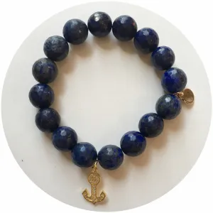 Lapis with Pavé Gold Anchor Pendant