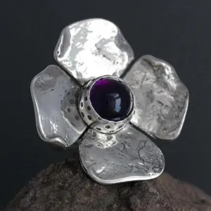 Large Dogwood Flower with Amethyst Ring