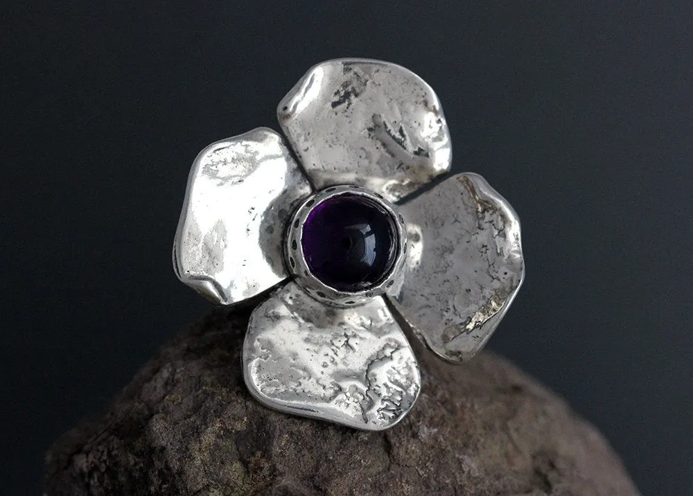 Large Dogwood Flower with Amethyst Ring