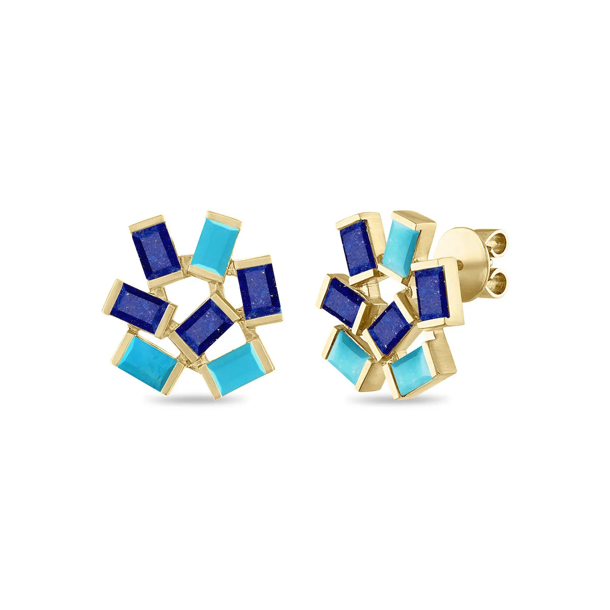 Large Jubilation Studs: Turquoise and Lapis