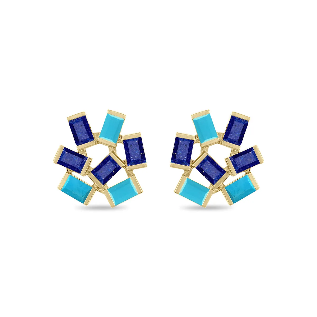 Large Jubilation Studs: Turquoise and Lapis