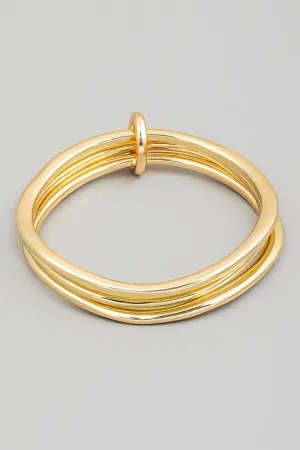 Linked and Looped Layered Set of Thick Bangles (Gold/Silver)