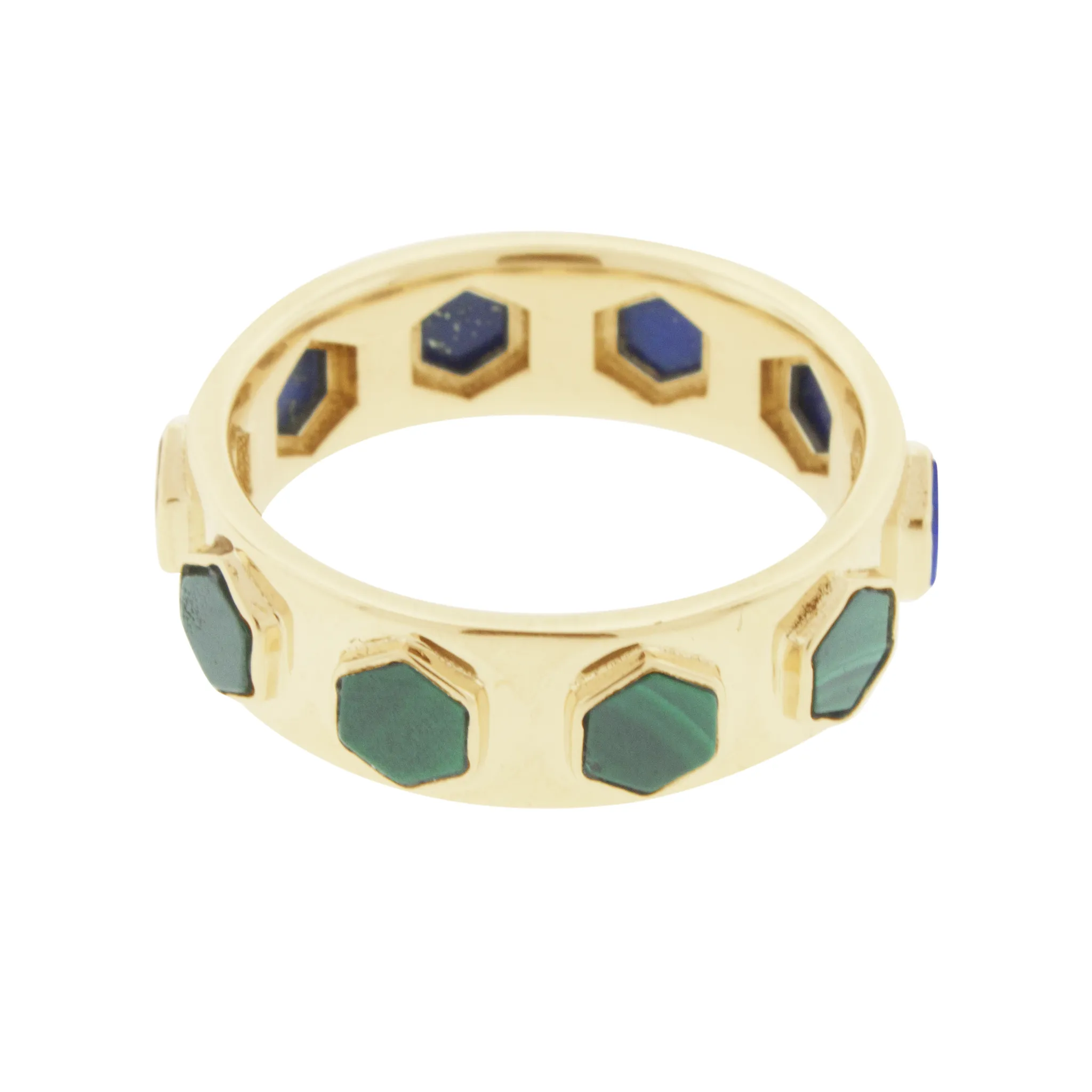 Malachite & Lapis Hexagon Lego Ring