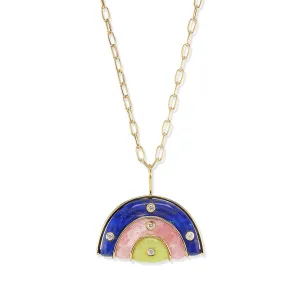 Medium Marianne Pendant with Lapis, Rhodochrosite, and Brazilian Opal