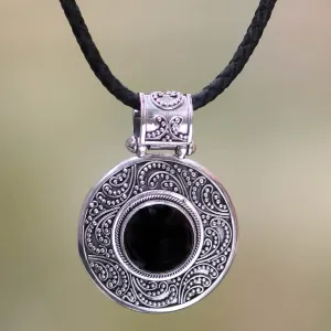 Midnight Beauty Leather Pendant Necklace