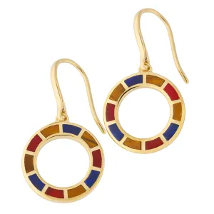 Multicolor Dash Circle Drop Sterling Earrings