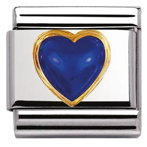 Nomination Classic Bonded Yellow Gold Lapis Heart Link