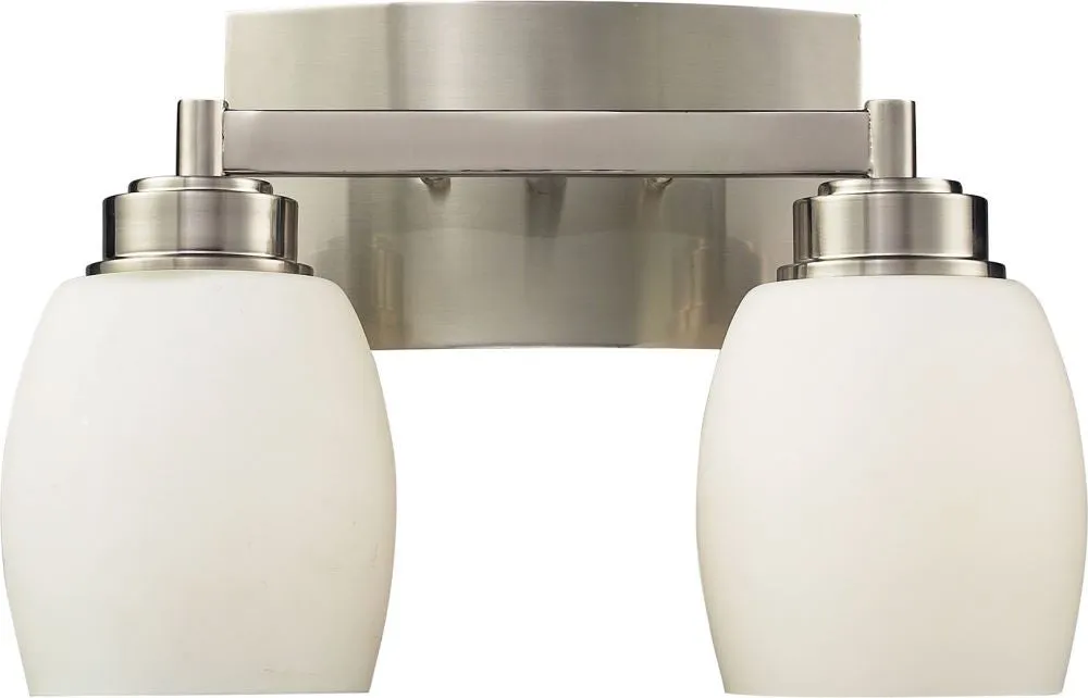 Northport 2 Light Vanity In Satin Nickel and Opal White Glass