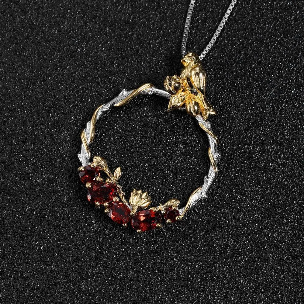 of Natural Red Garnet Handmade Secret Garden Necklace