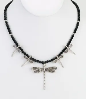 Onyx Dragonfly Necklace