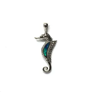 Opal Pendant Inlaid Realistic Design Sea Horse