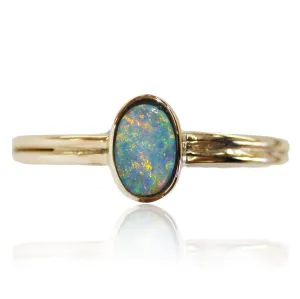 Orange Blue 9k gold ring