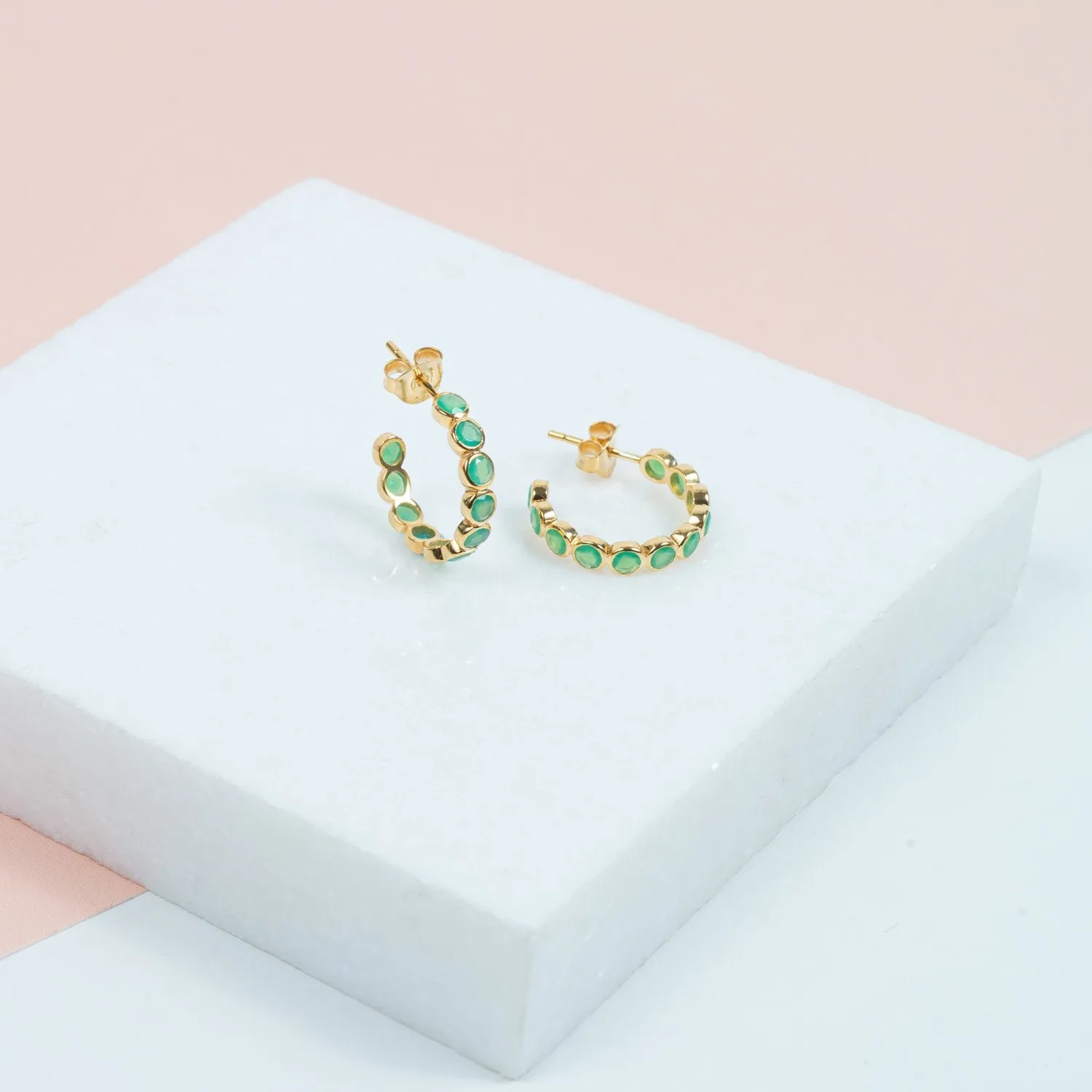 Ortigia Chrysoprase & Gold Vermeil Hoop Earrings