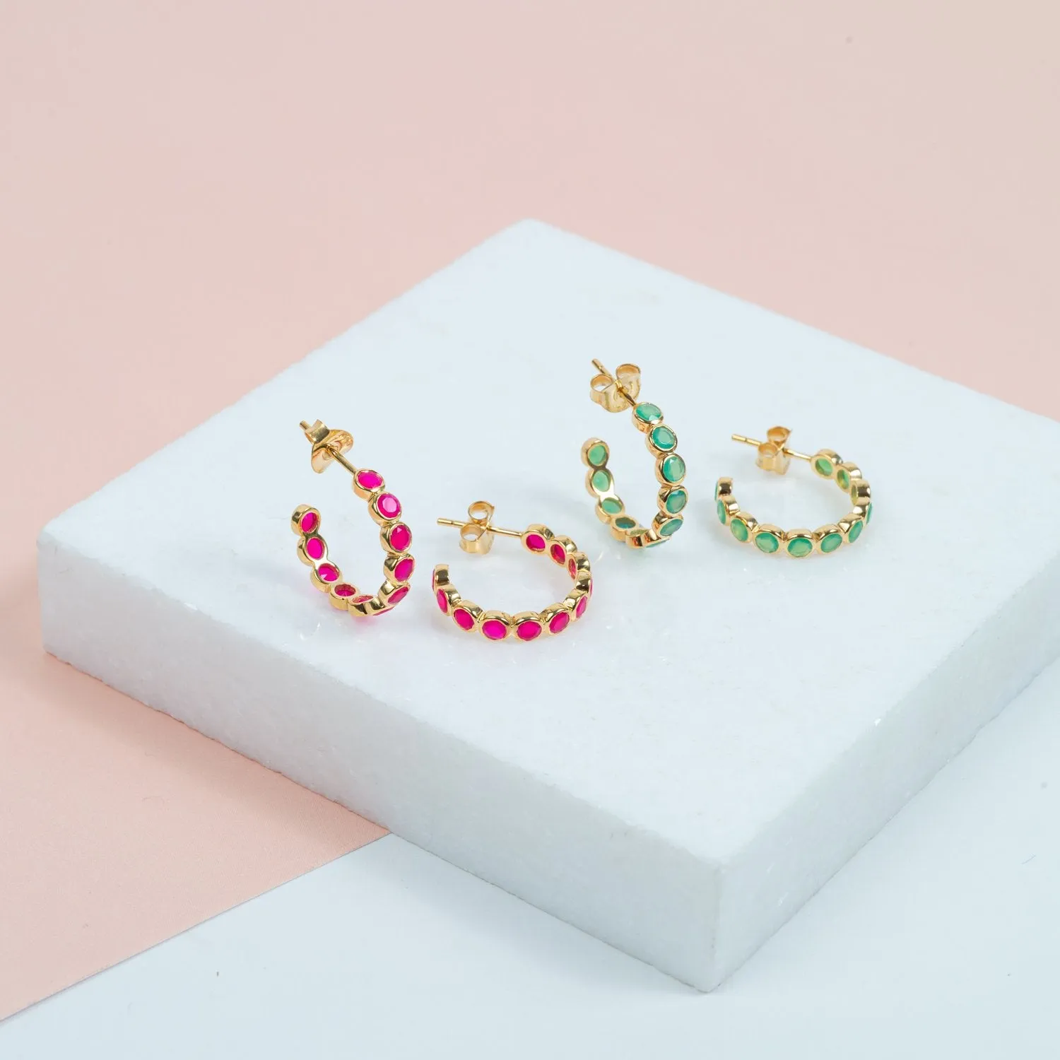 Ortigia Chrysoprase & Gold Vermeil Hoop Earrings