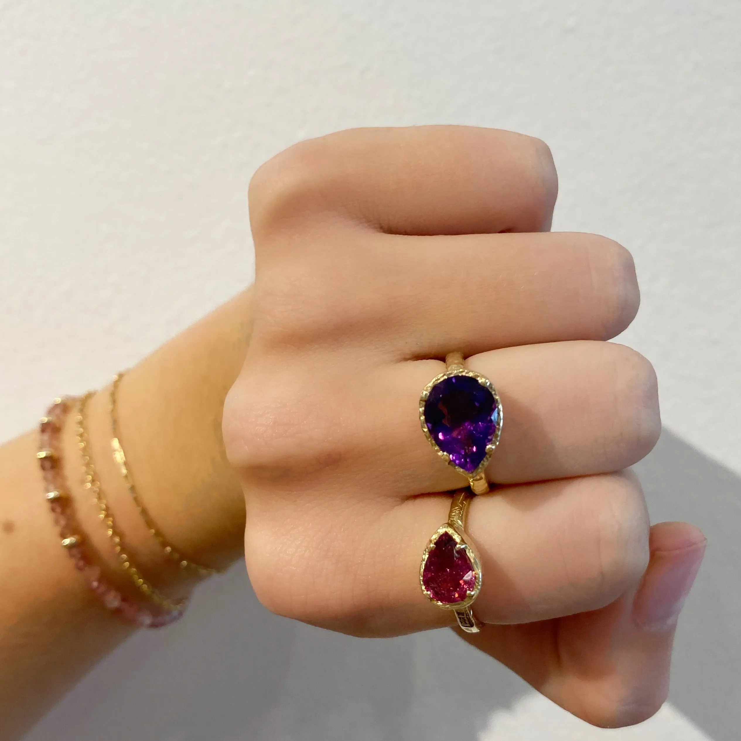 Pear Amethyst Ring