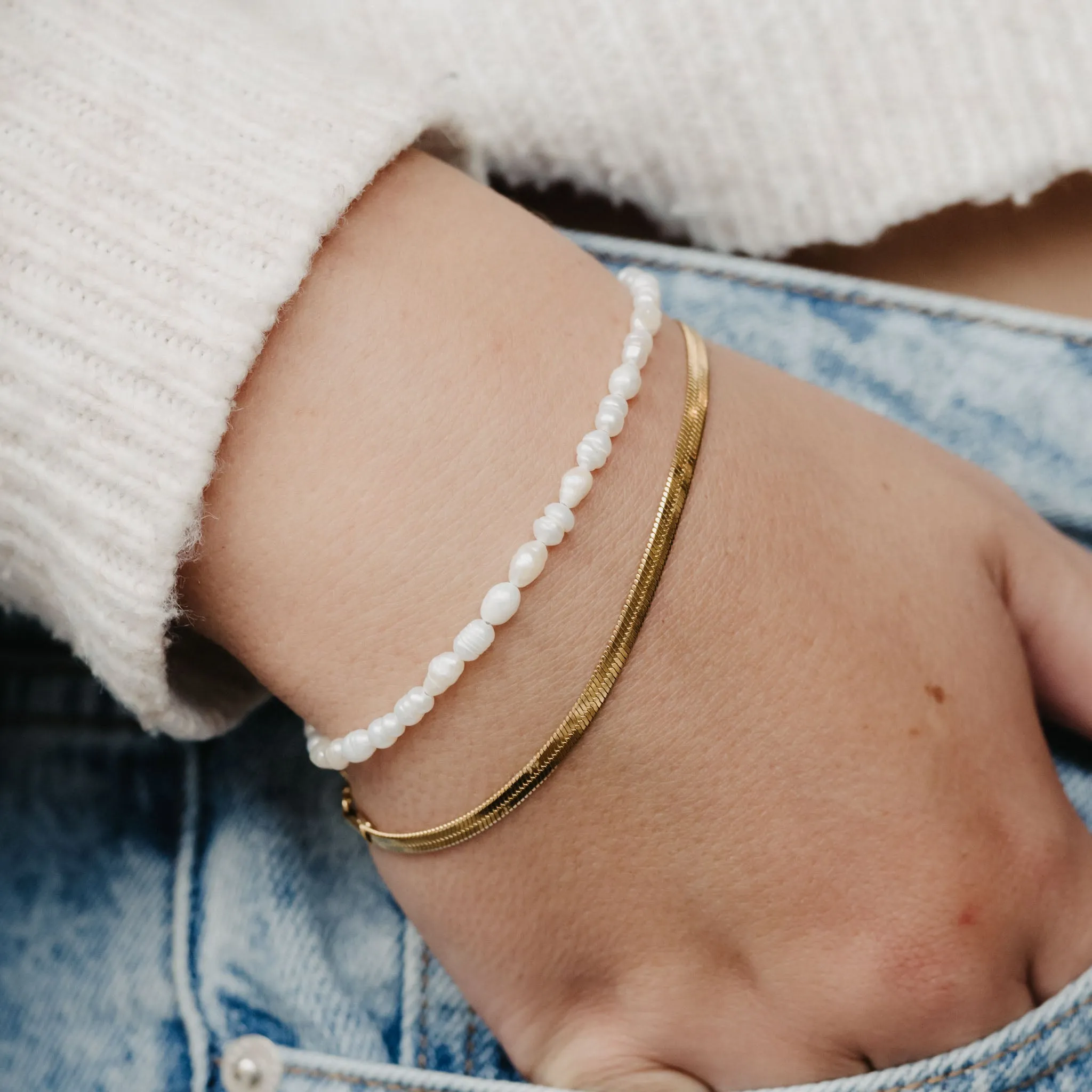 Pearl and Gold Bracelet Stack