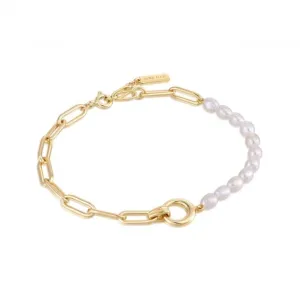 Pearl Chunky Link Chain Bracelet B043-02G