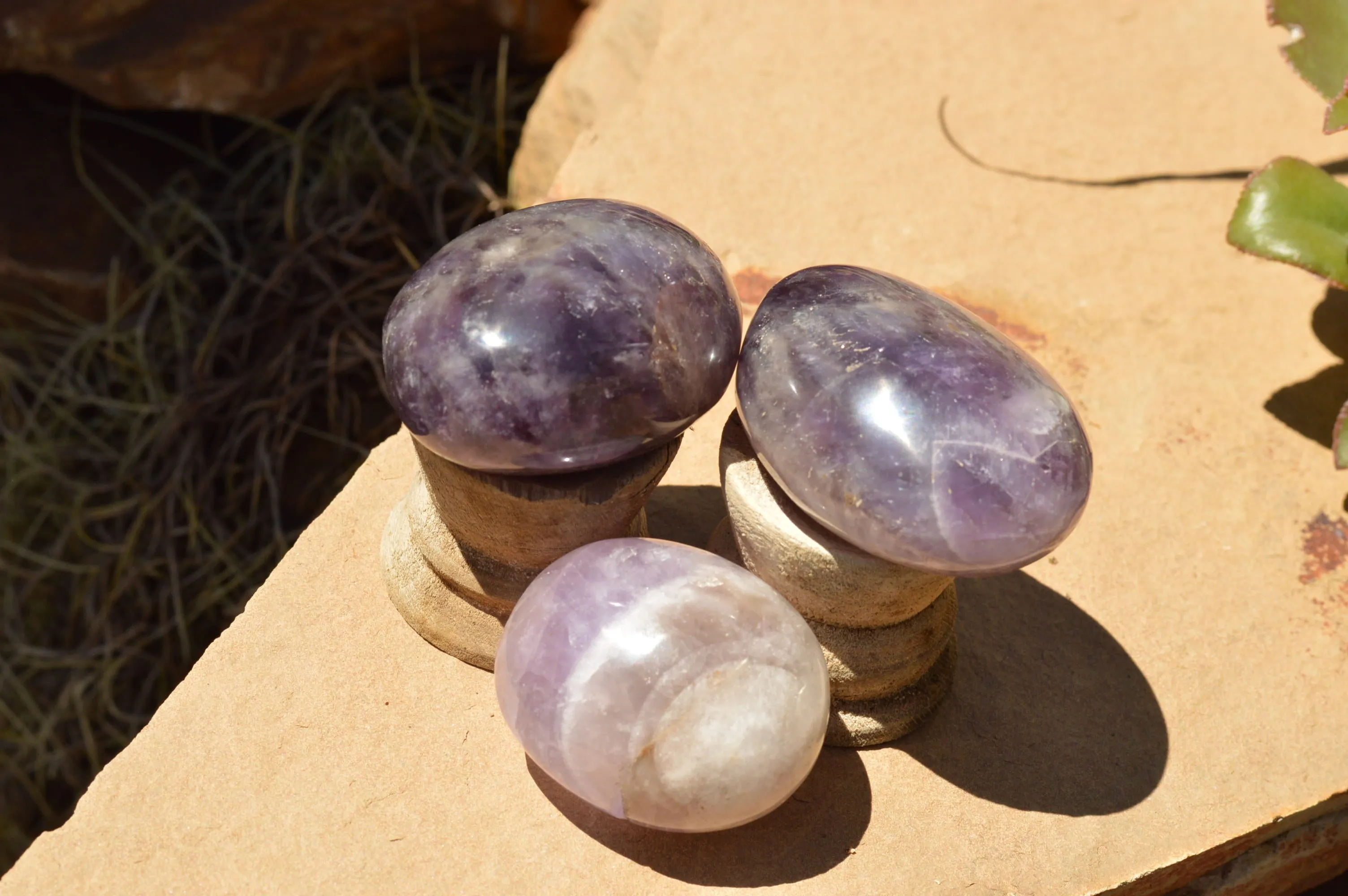 Polished Dream Amethyst Galet / Palm Stones x 20 From Madagascar