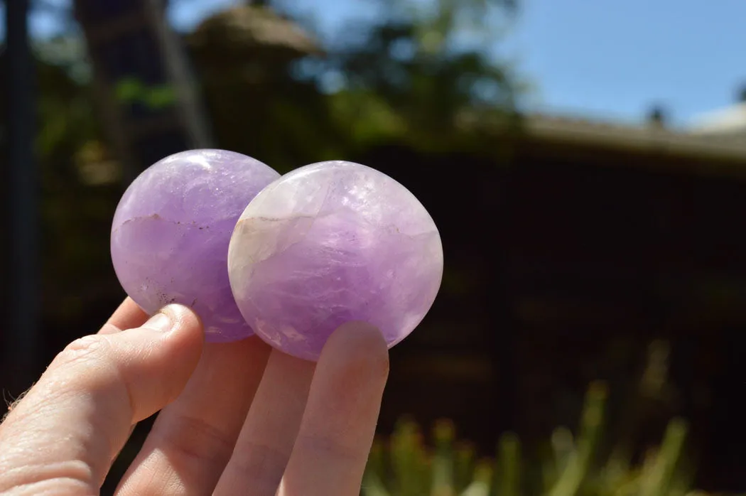 Polished Dream Amethyst Galet / Palm Stones x 20 From Madagascar