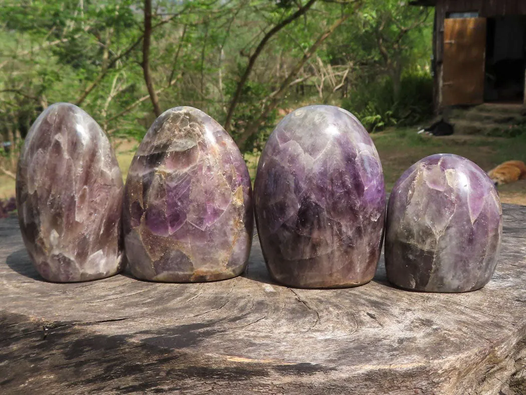 Polished Dream Amethyst Standing Free Forms x 4 From Madagascar