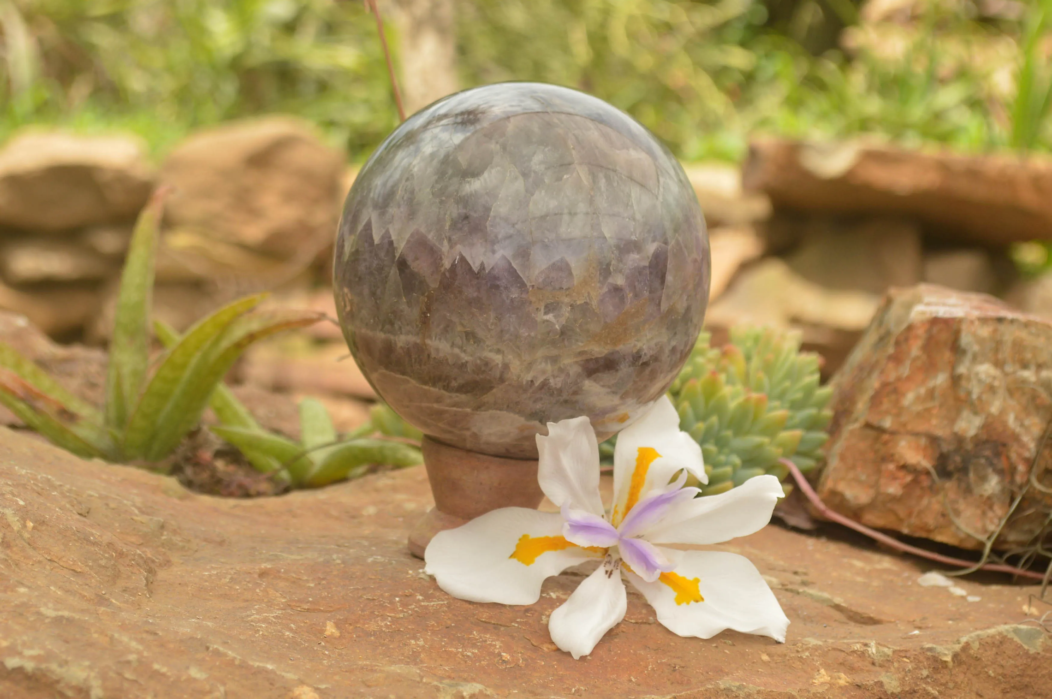 Polished Large Smokey Amethyst Sphere x 1 From Madagascar