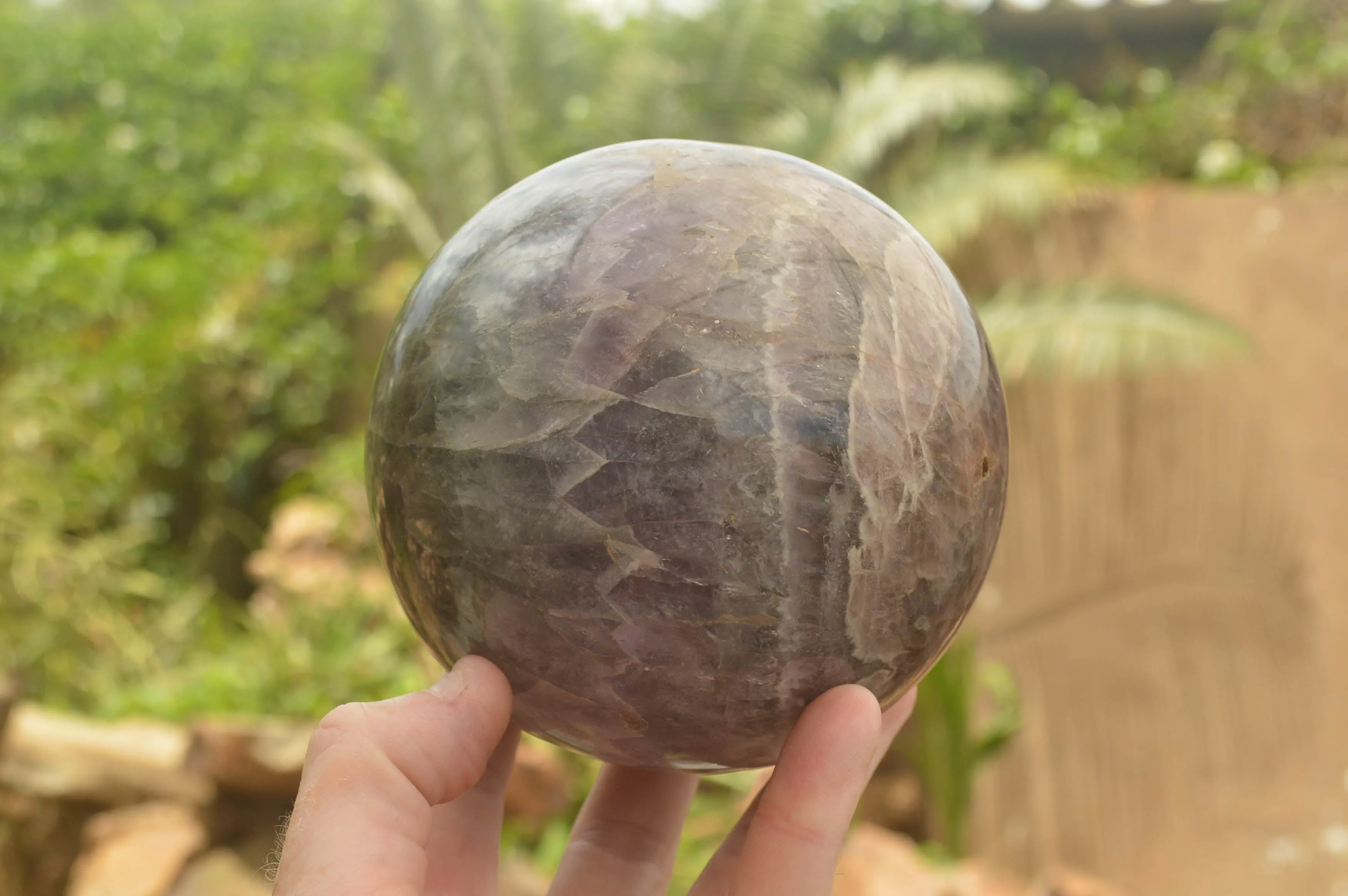 Polished Large Smokey Amethyst Sphere x 1 From Madagascar