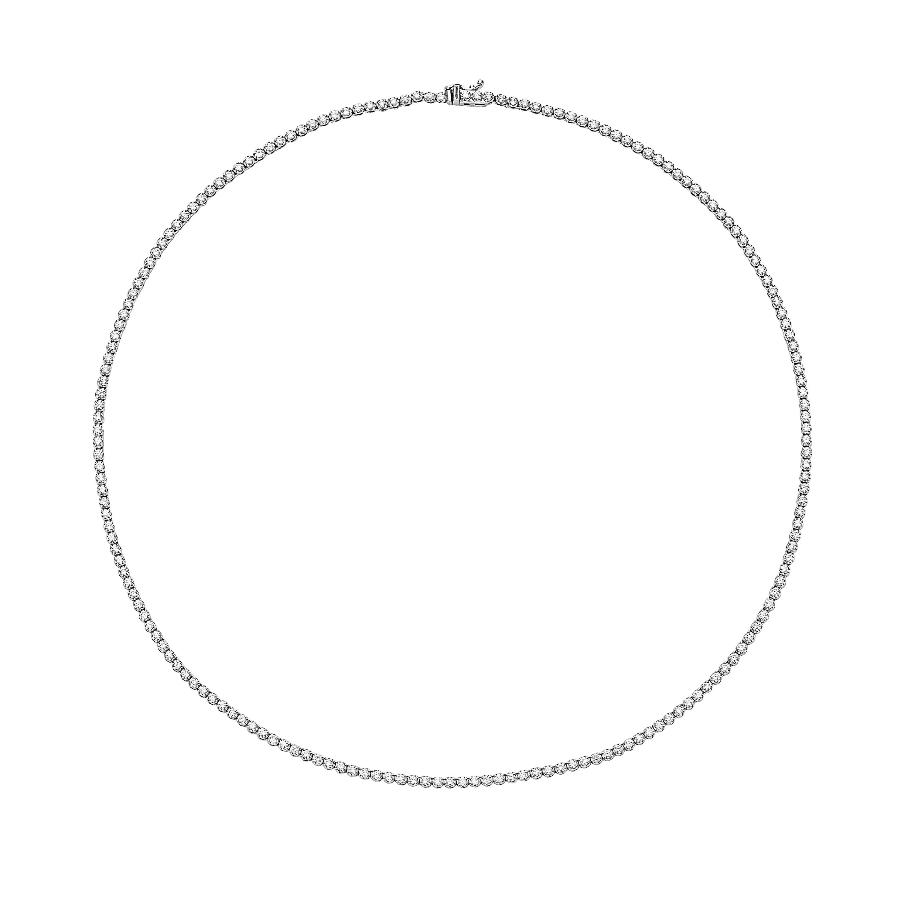 Ready to Ship Diamond Tennis Necklace (5.50 ct.) 3.10 mm Buttercup Setting in 14K Gold