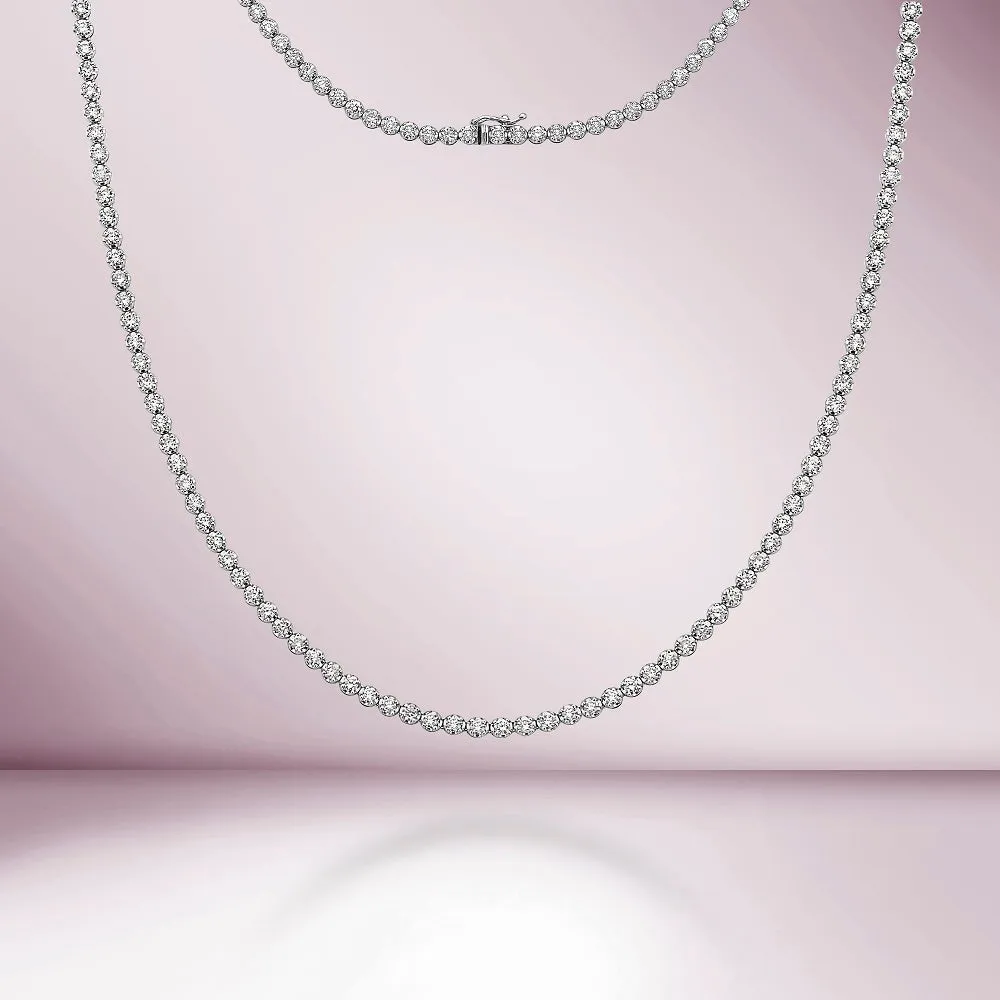 Ready to Ship Diamond Tennis Necklace (5.50 ct.) 3.10 mm Buttercup Setting in 14K Gold