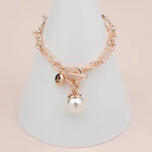 Rose Gold Single Pearl Bracelet**