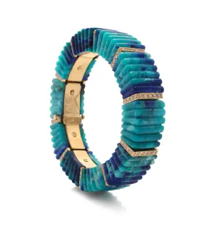 Segmented Fluted Azurmalachite Bracelet