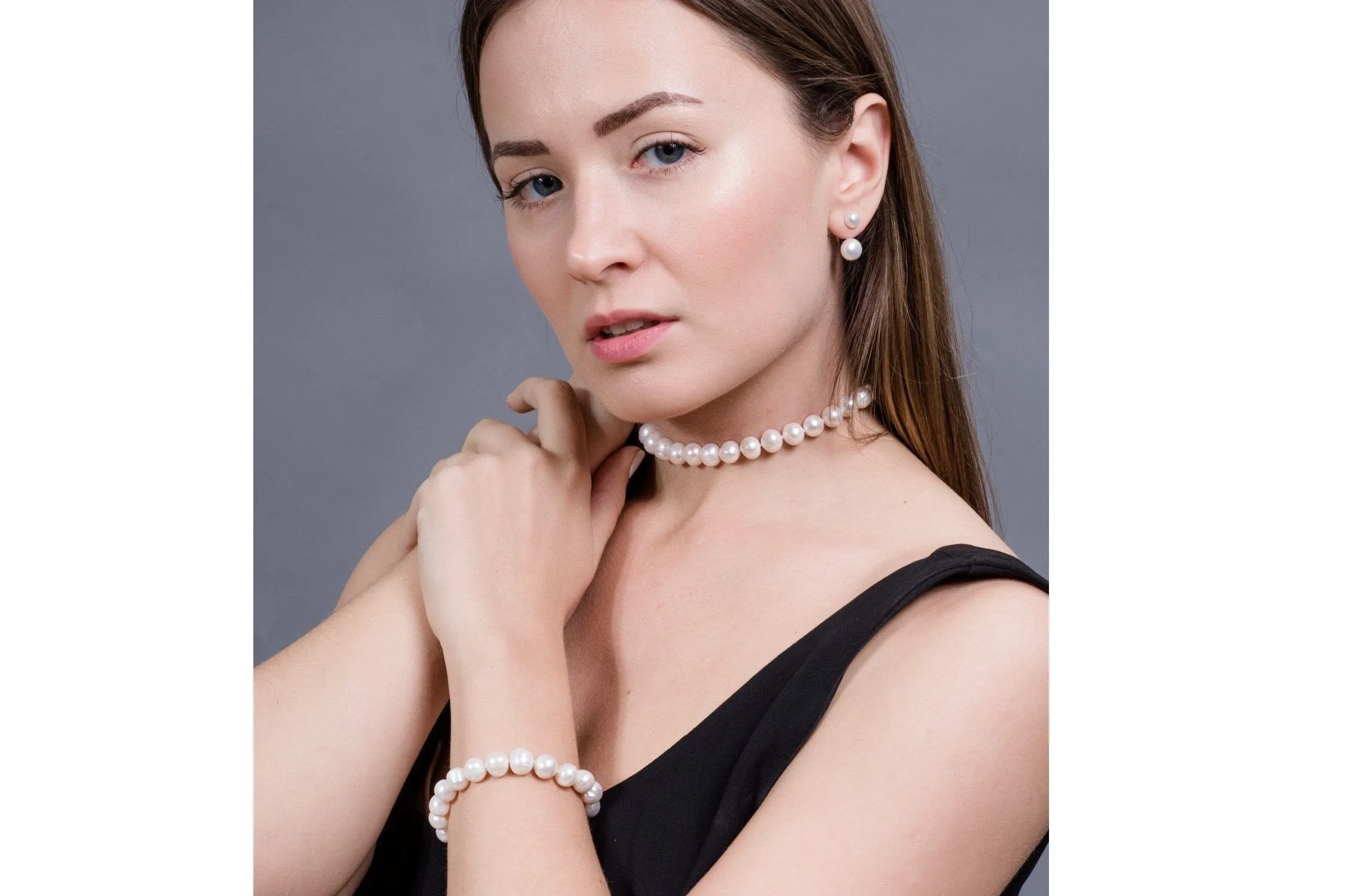 Single Strand White Freshwater Pearl Bracelet 9-10mm