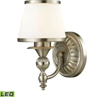 Smithfield 1 Light Led Vanity In Brushed Nickel and Opal White Glass