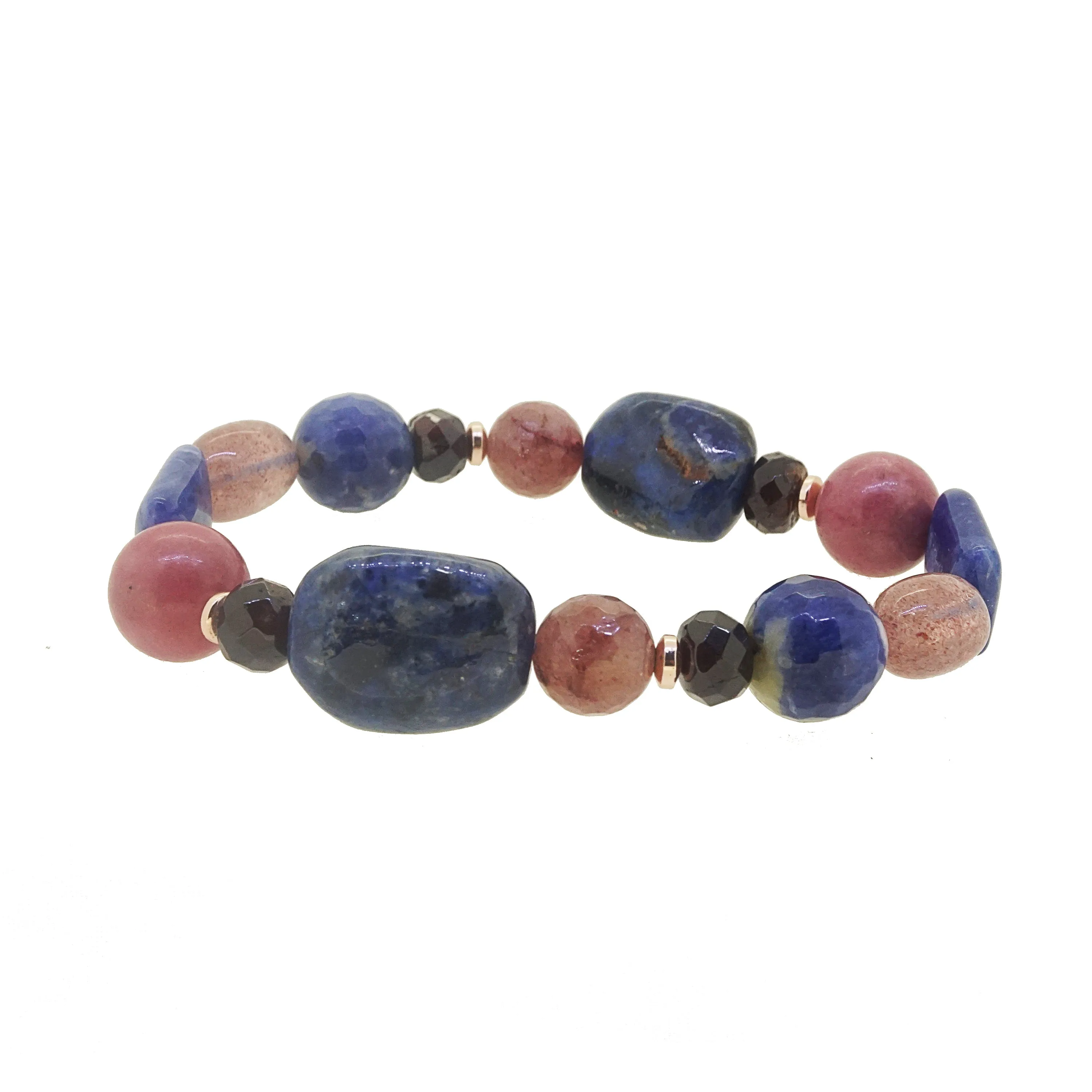 Sodalite, Dumortierite, and Rhodonite Mixed Gemstones