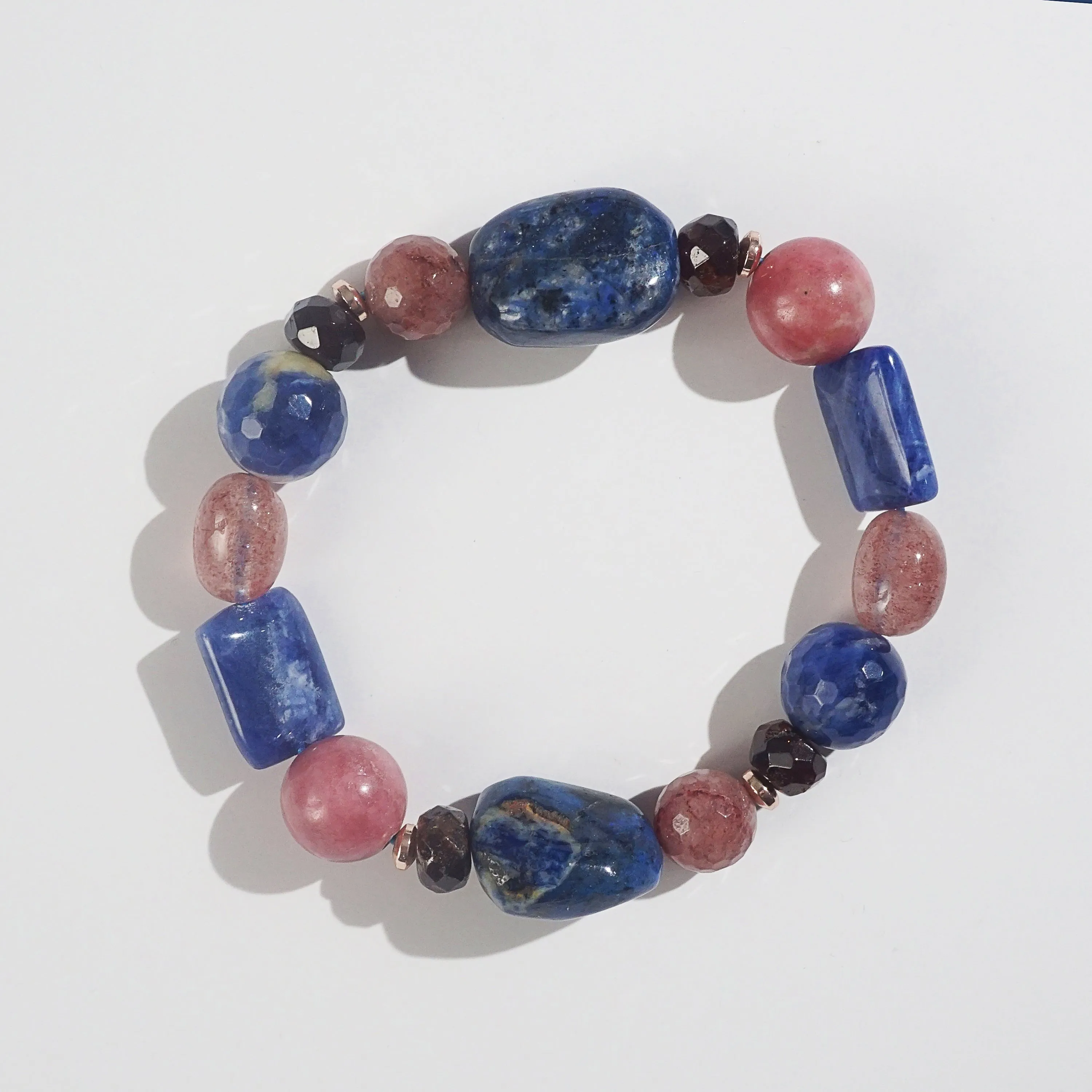 Sodalite, Dumortierite, and Rhodonite Mixed Gemstones