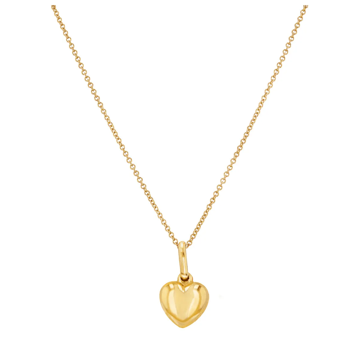 Soleil Collection Puffed Heart and Garnet Necklace | 9K Solid Yellow Gold