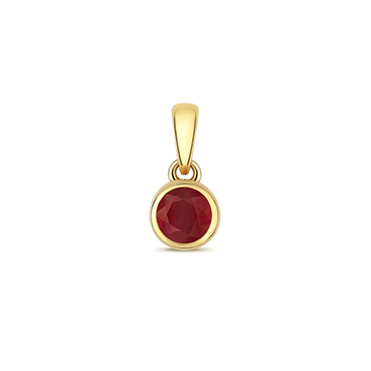 Soleil Collection Puffed Heart and Garnet Necklace | 9K Solid Yellow Gold