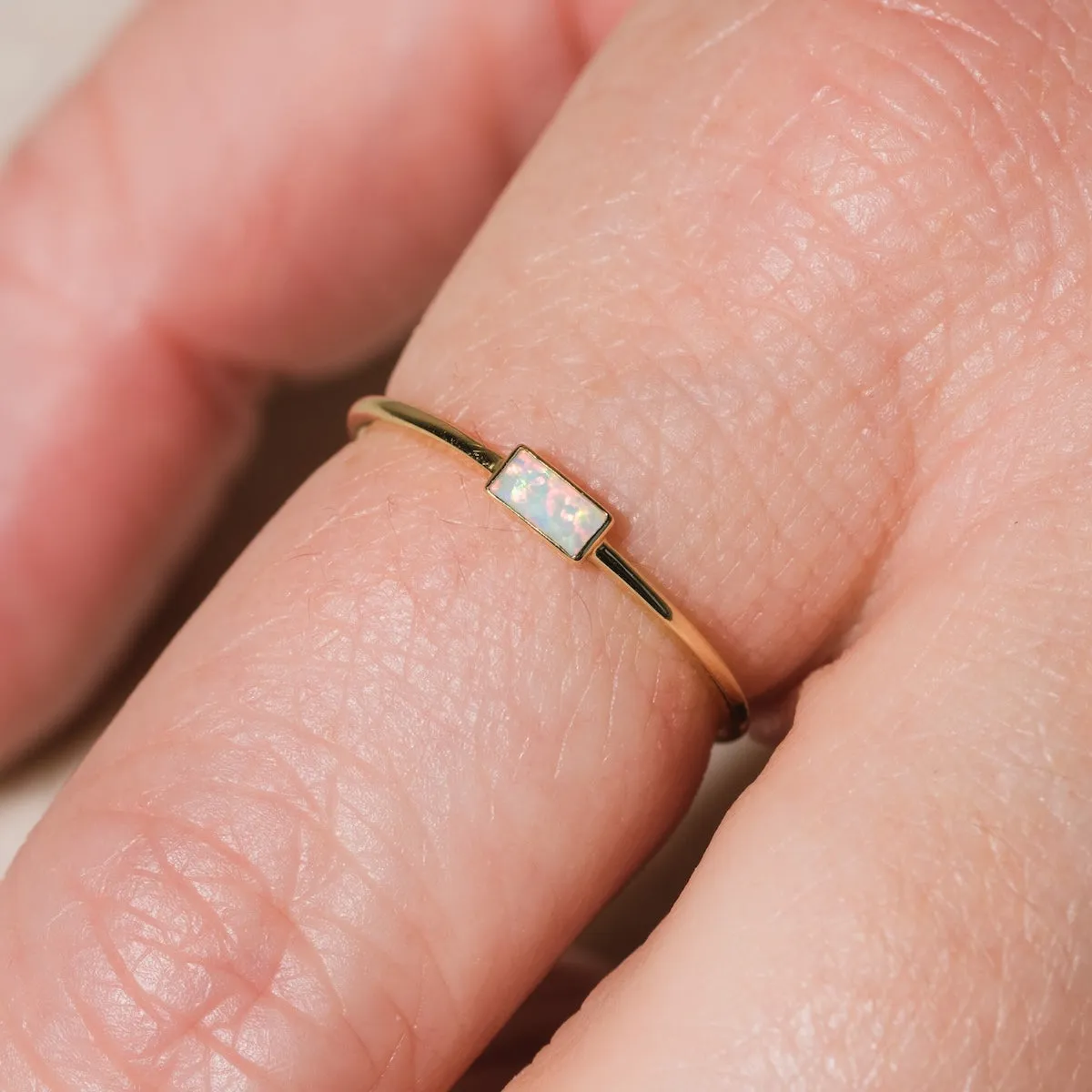 Solid Gold Delicate Opal Ring