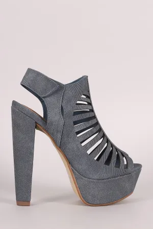 Speed Limited 98 Denim Caged Cutout Platform Heel