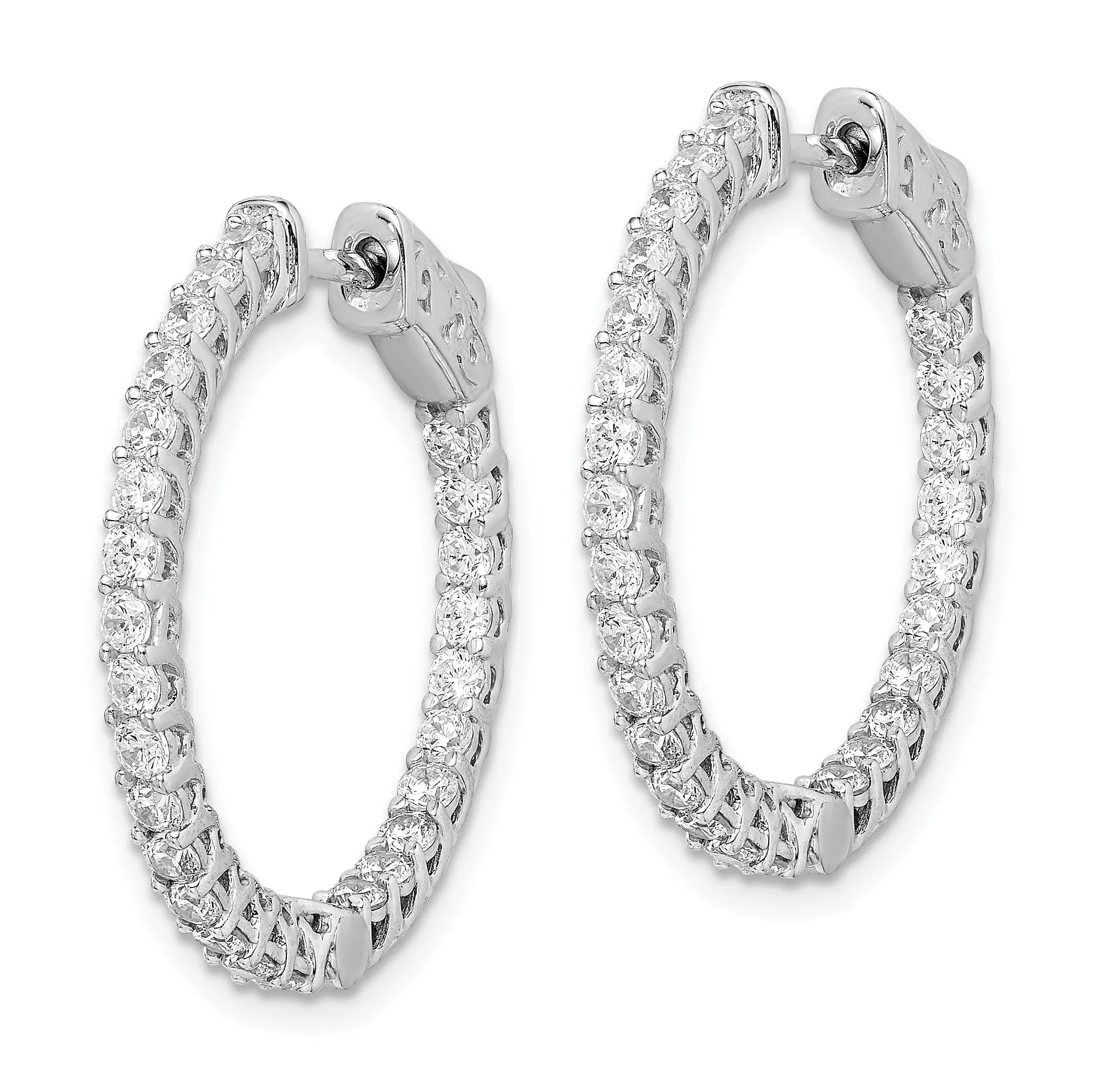 Sterling Silver 52 Stones Round Hoop Earrings