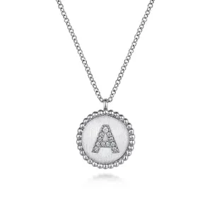 Sterling Silver Natural Diamond Initial A 17.5 inch Necklace