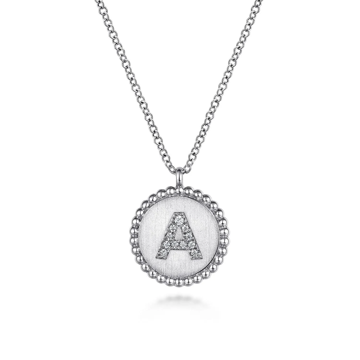 Sterling Silver Natural Diamond Initial A 17.5 inch Necklace